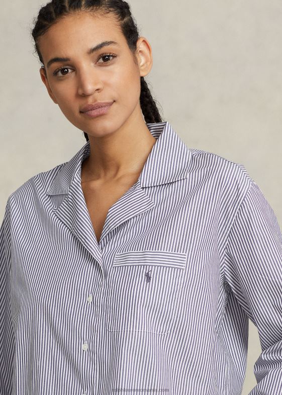 dungă bleumarin femei Ralph Lauren Set de pijamale crop top și boxer din popelin 046883009