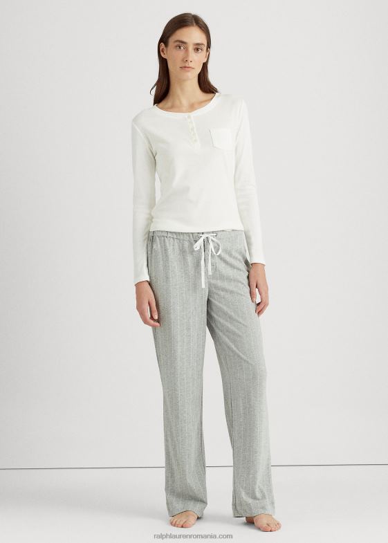 dungă gri femei Ralph Lauren pantalon de pijama din jerseu în dungi 046884228