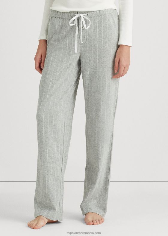 dungă gri femei Ralph Lauren pantalon de pijama din jerseu în dungi 046884228