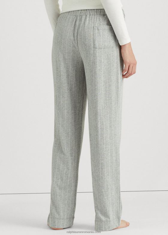 dungă gri femei Ralph Lauren pantalon de pijama din jerseu în dungi 046884228