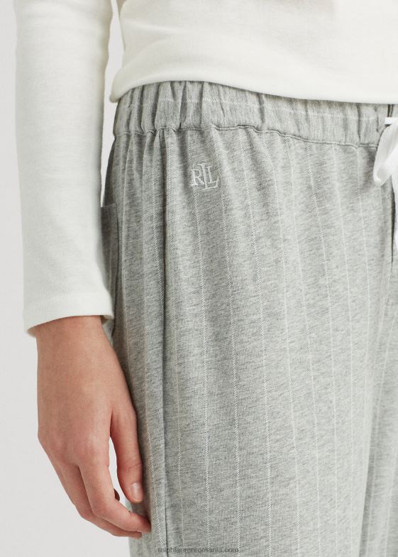 dungă gri femei Ralph Lauren pantalon de pijama din jerseu în dungi 046884228