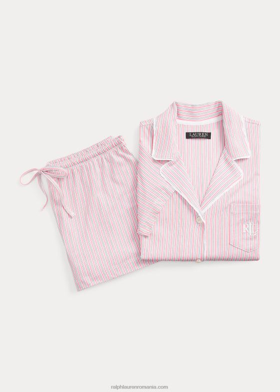 dungă roz femei Ralph Lauren set de dormit boxer din tricou cu dungi 046884147