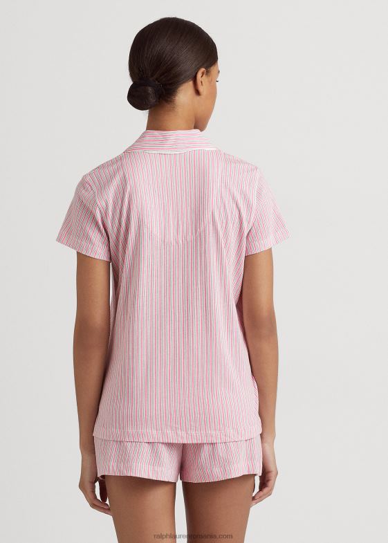 dungă roz femei Ralph Lauren set de dormit boxer din tricou cu dungi 046884147