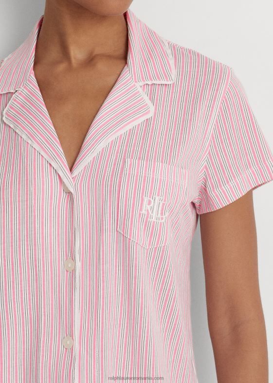 dungă roz femei Ralph Lauren set de dormit boxer din tricou cu dungi 046884147