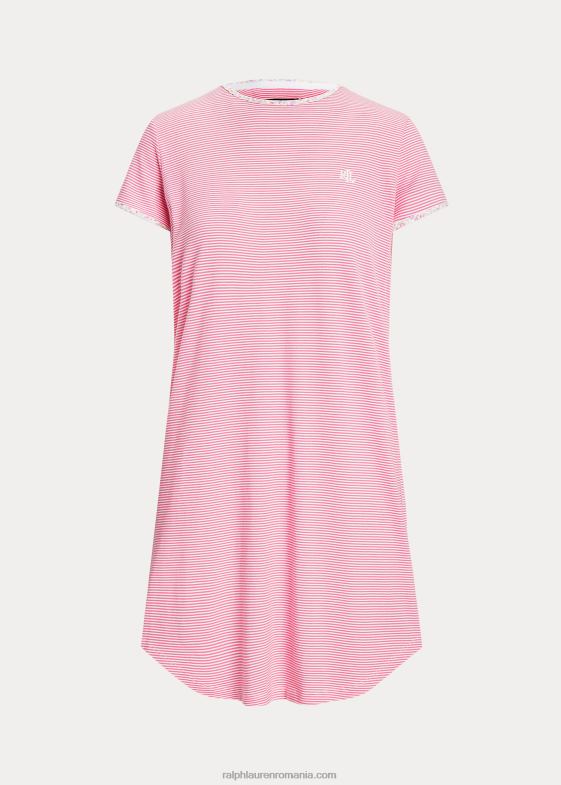 dungă roz femei Ralph Lauren tricou de dormit din jerseu cu dungi 046884135