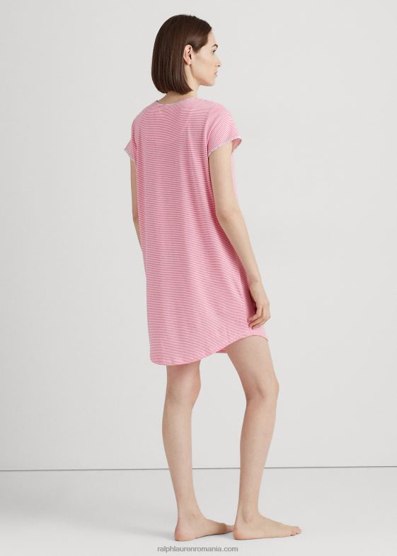dungă roz femei Ralph Lauren tricou de dormit din jerseu cu dungi 046884135