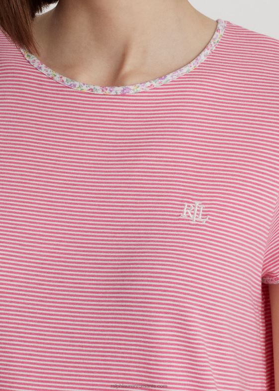 dungă roz femei Ralph Lauren tricou de dormit din jerseu cu dungi 046884135