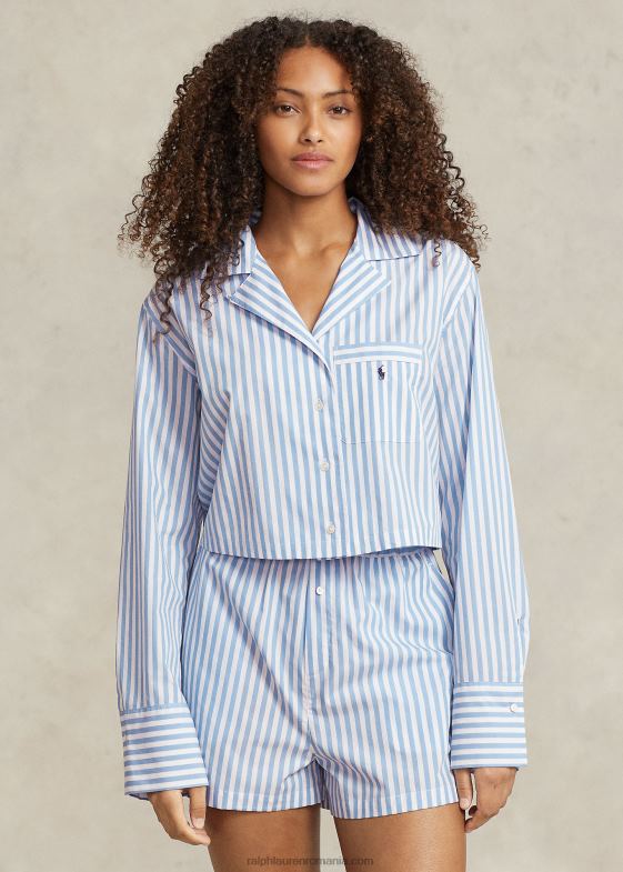 femei Ralph Lauren Set de pijamale crop top și boxer din popelin 046882891
