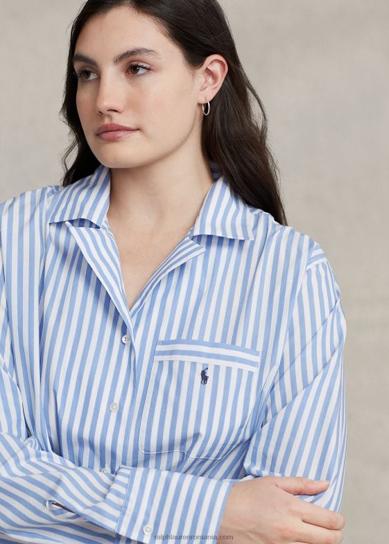 femei Ralph Lauren Set de pijamale crop top și boxer din popelin 046882891