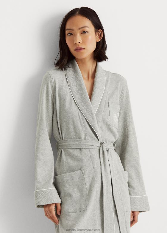 gri jaliu femei Ralph Lauren halat scurt cu guler șal 046884238