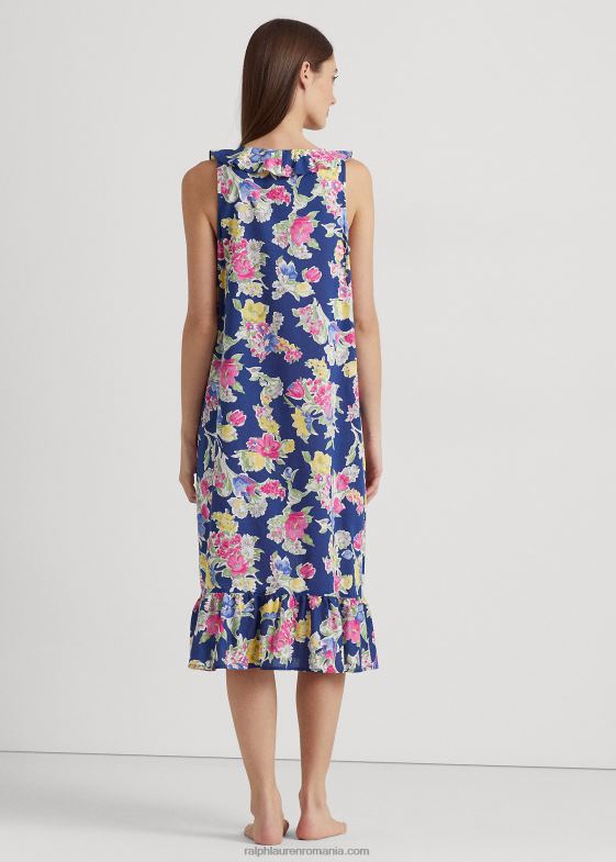 imprimeu bleumarin femei Ralph Lauren cămașă de noapte de balet florală din amestec de bumbac 046883977
