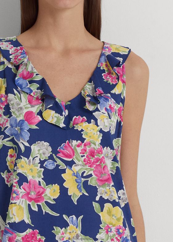 imprimeu bleumarin femei Ralph Lauren cămașă de noapte de balet florală din amestec de bumbac 046883977