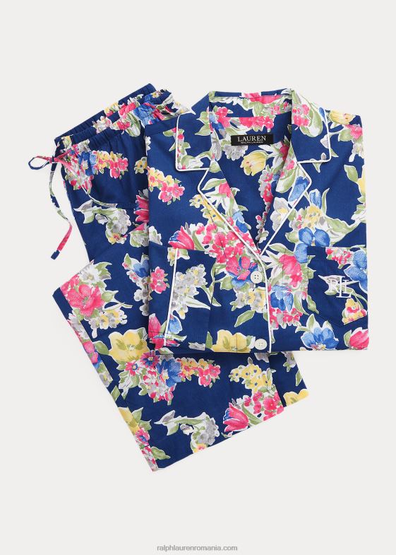 imprimeu bleumarin femei Ralph Lauren set de dormit capri cu flori din bumbac în amestec 046884839