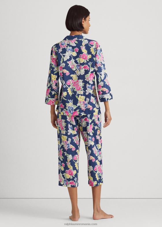 imprimeu bleumarin femei Ralph Lauren set de dormit capri cu flori din bumbac în amestec 046884839