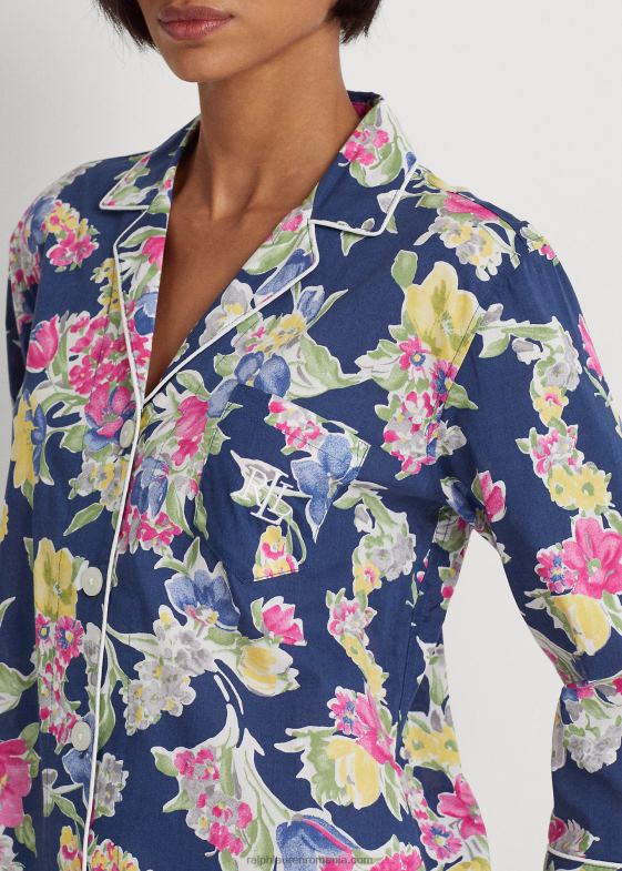 imprimeu bleumarin femei Ralph Lauren set de dormit capri cu flori din bumbac în amestec 046884839