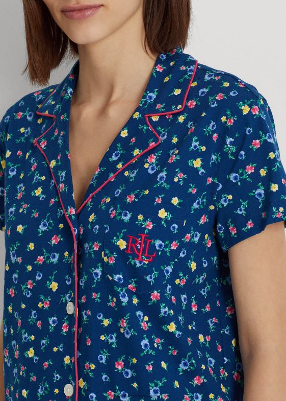 imprimeu bleumarin femei Ralph Lauren set de dormit capri jerseu floral 046884848