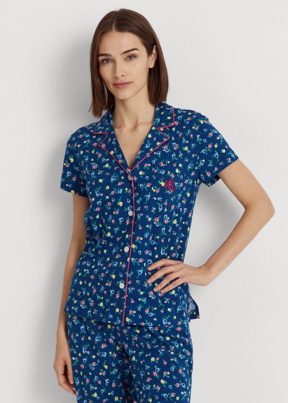 imprimeu bleumarin femei Ralph Lauren set de dormit capri jerseu floral 046889538