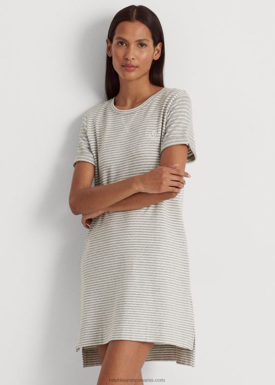 imprimeu gri femei Ralph Lauren tricou de dormit cu dungi franțuzești 046889442
