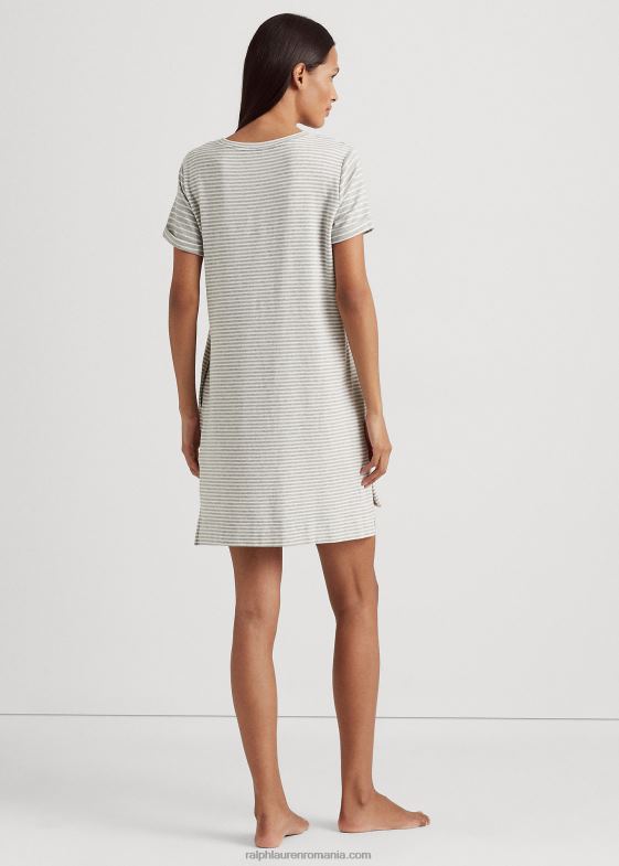 imprimeu gri femei Ralph Lauren tricou de dormit cu dungi franțuzești 046889442