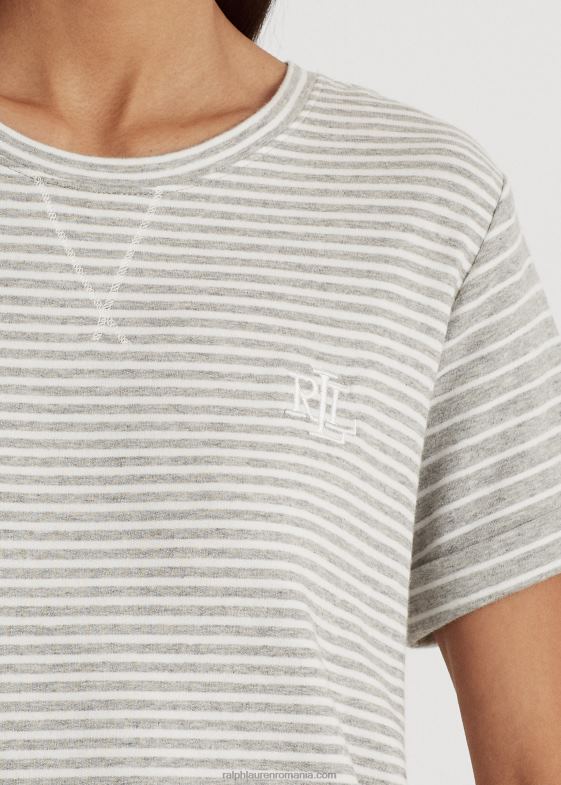 imprimeu gri femei Ralph Lauren tricou de dormit cu dungi franțuzești 046889442