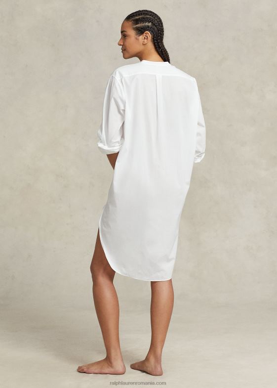 nor alb femei Ralph Lauren cămașă de dormit din poplin 046883010