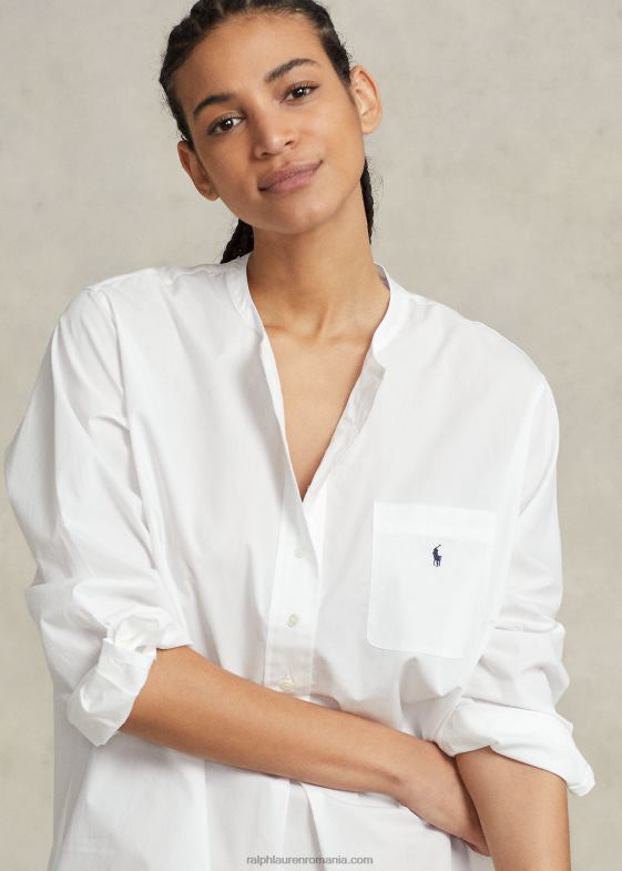 nor alb femei Ralph Lauren cămașă de dormit din poplin 046883010