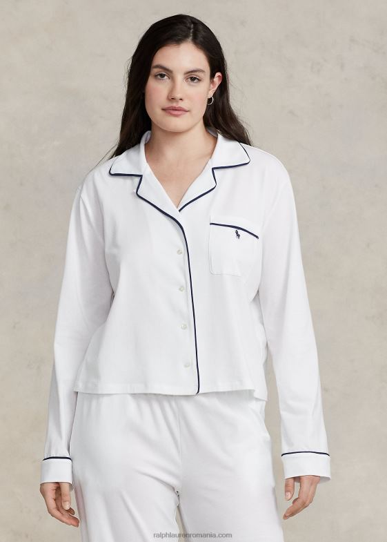 nor alb femei Ralph Lauren set de pijamale din tricou cu maneca lunga 046883014