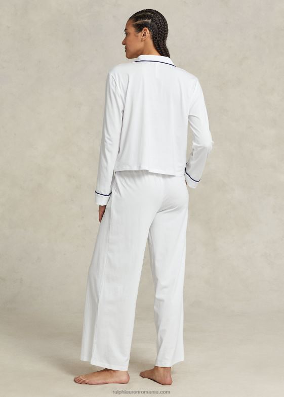 nor alb femei Ralph Lauren set de pijamale din tricou cu maneca lunga 046883014