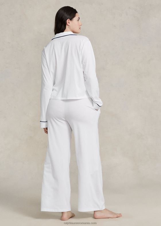nor alb femei Ralph Lauren set de pijamale din tricou cu maneca lunga 046883014