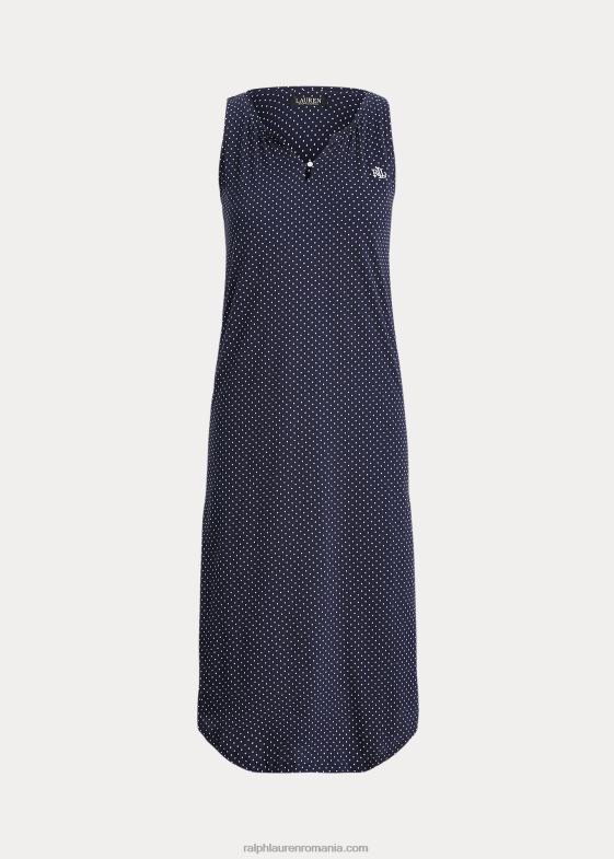 punct bleumarin femei Ralph Lauren cămașă de noapte de balet fără mâneci cu buline 046884217