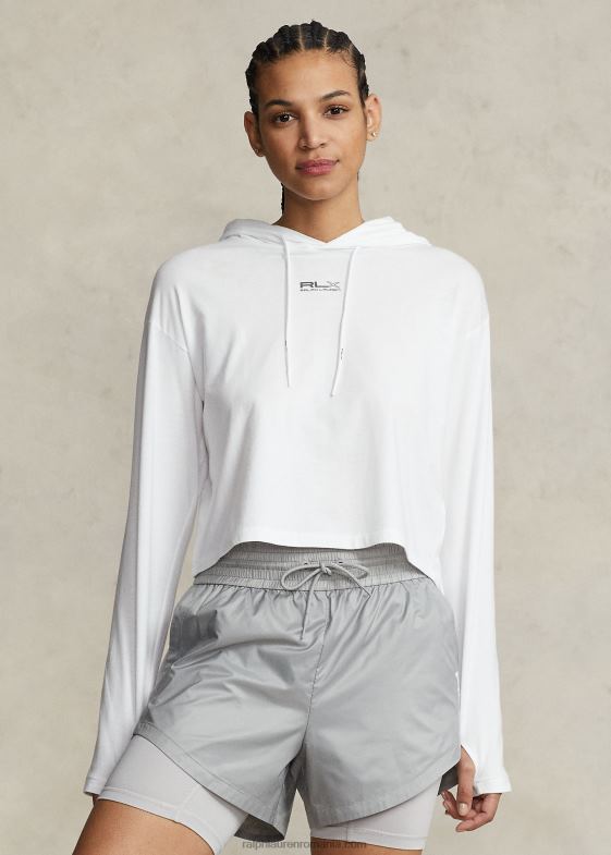 alb ceramic femei Ralph Lauren hanorac decupat din jerseu de bumbac 046883046