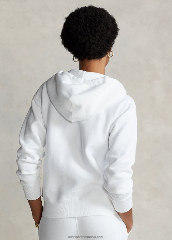 alb femei Ralph Lauren hanorac fleece cu fermoar complet 046883276