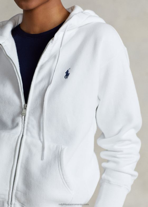 alb femei Ralph Lauren hanorac fleece cu fermoar complet 046883276