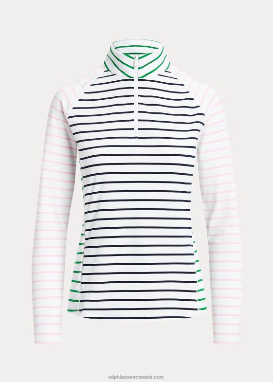 alb pur/marine/roz femei Ralph Lauren pulover din jerse elastic în dungi 046883719