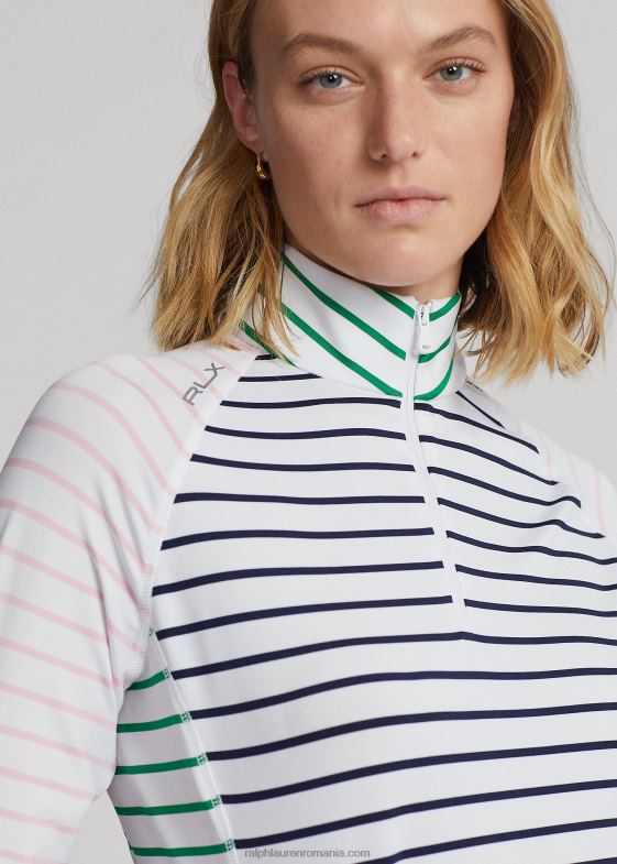 alb pur/marine/roz femei Ralph Lauren pulover din jerse elastic în dungi 046883719