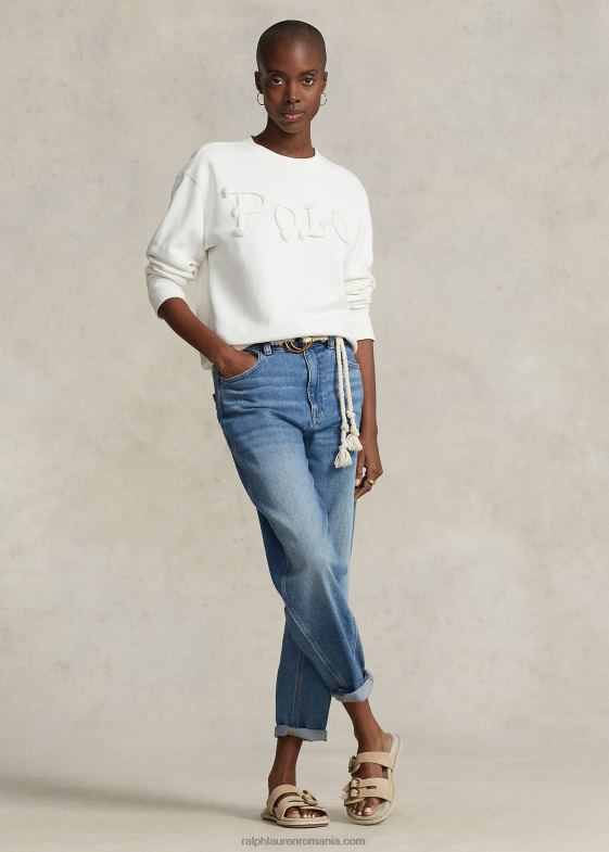 deckwash alb femei Ralph Lauren hanorac cu logo-ul frânghiei din țesătură franțuzească 046883106