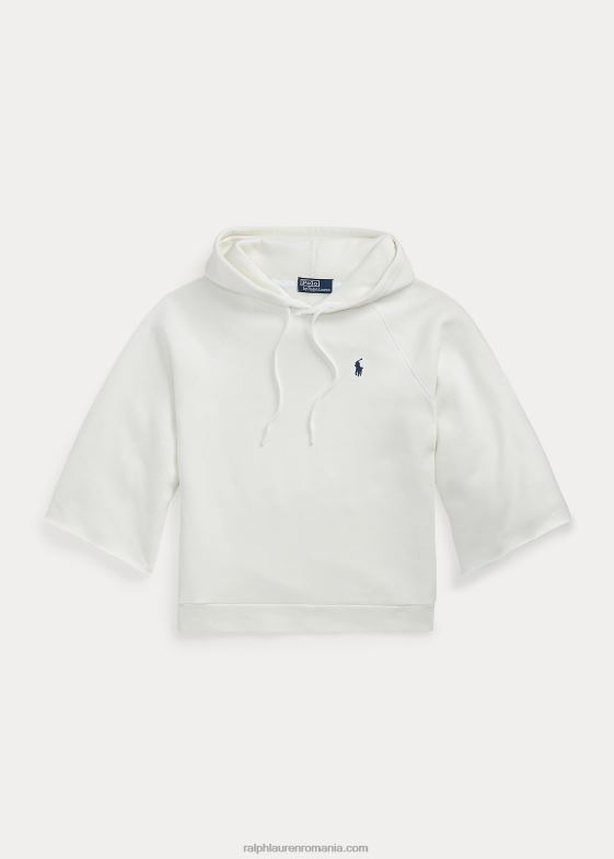 deckwash alb femei Ralph Lauren hanorac din fleece cu manșete tăiate 046883068