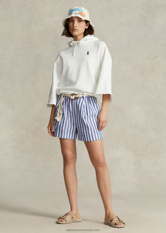 deckwash alb femei Ralph Lauren hanorac din fleece cu manșete tăiate 046883068