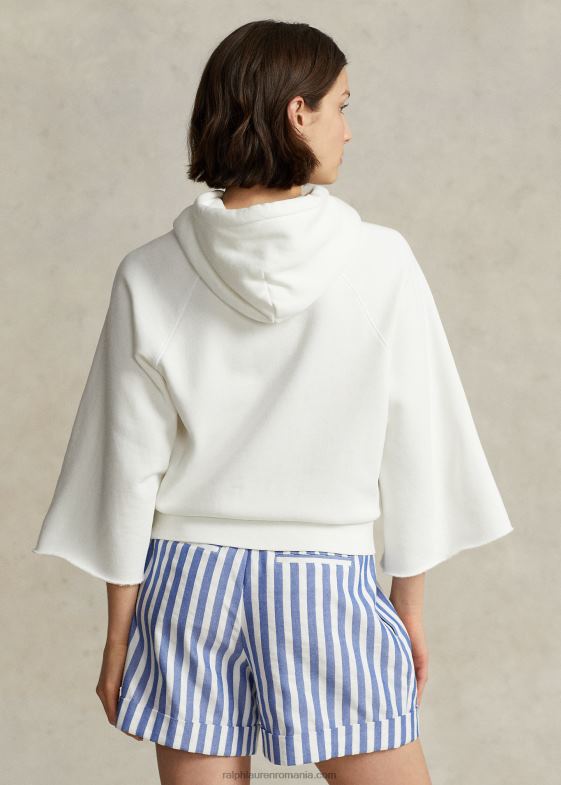 deckwash alb femei Ralph Lauren hanorac din fleece cu manșete tăiate 046883068