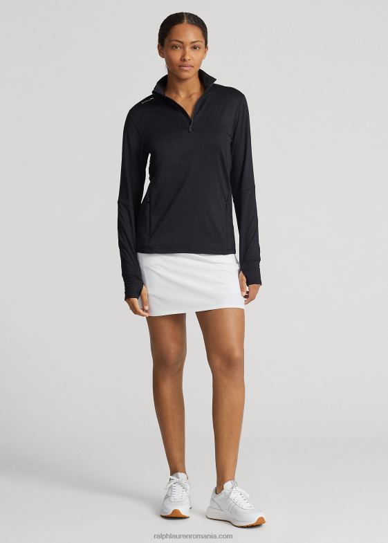 negru femei Ralph Lauren Pulover cu fermoar sfert din jerseu elastic 046883722