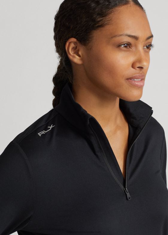 negru femei Ralph Lauren Pulover cu fermoar sfert din jerseu elastic 046883722