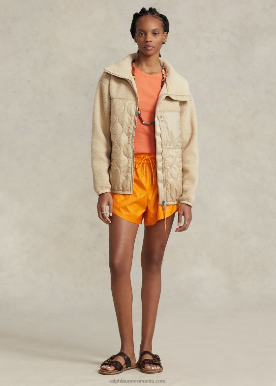 bronz de dună femei Ralph Lauren jachetă hibridă cu strat înalt și panouri ripstop 046883127