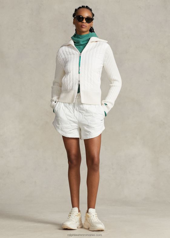 crema de pergament femei Ralph Lauren jachetă hibrid cu gât pâlnie 046883124