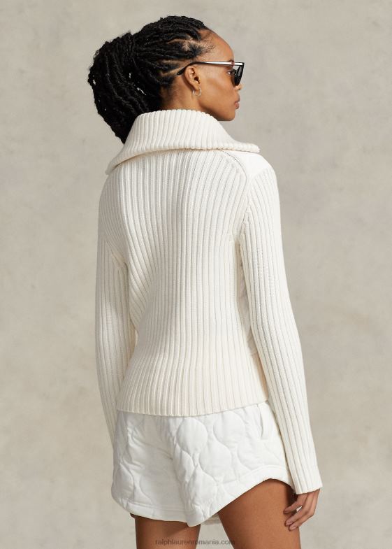 crema de pergament femei Ralph Lauren jachetă hibrid cu gât pâlnie 046883124