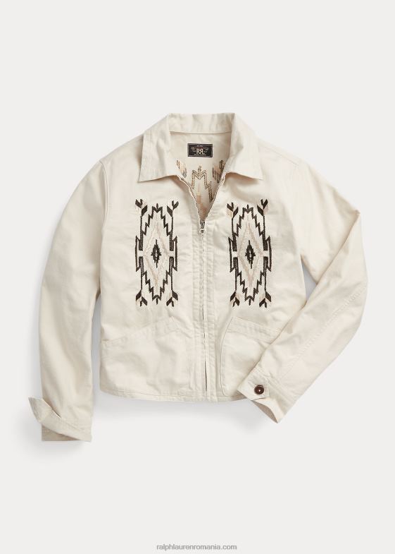 crema tonale femei Ralph Lauren geacă brodată țesută slub 046883614