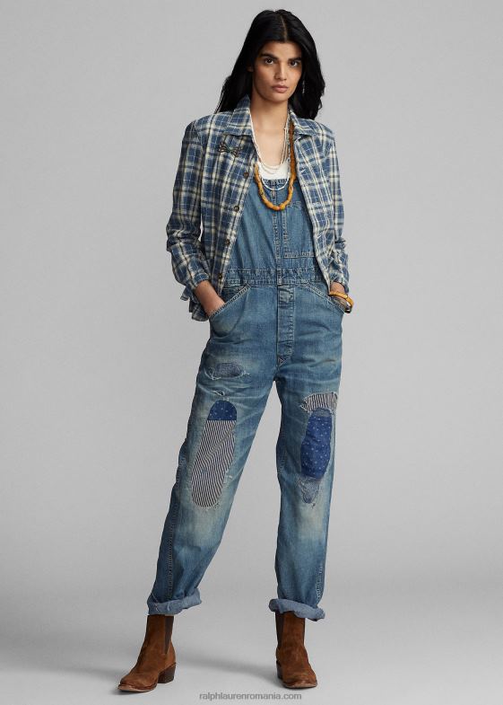 indigo/cremă femei Ralph Lauren jachetă în carouri din bumbac-in 046883638