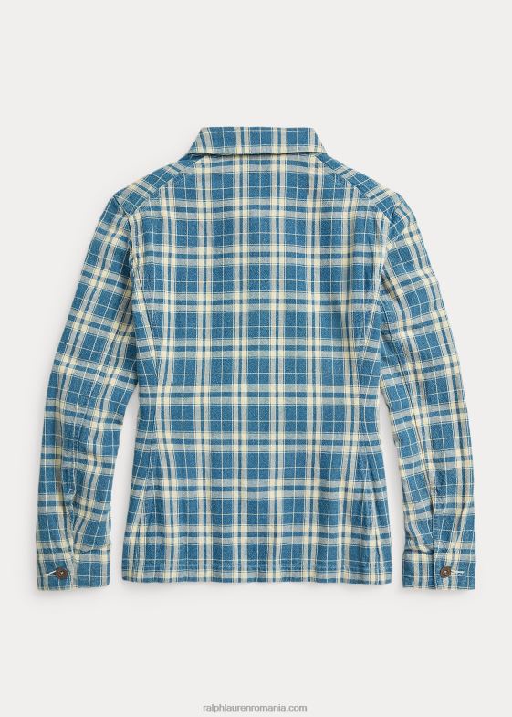 indigo/cremă femei Ralph Lauren jachetă în carouri din bumbac-in 046883638