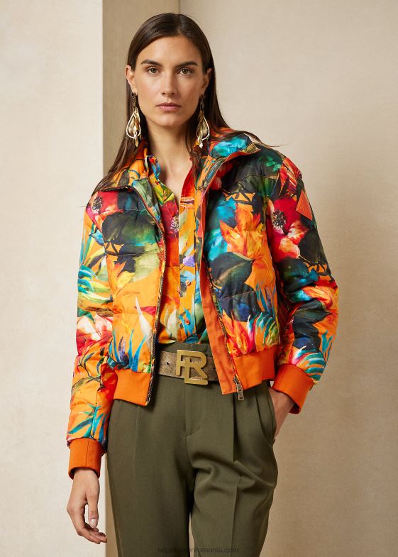 portocaliu multi femei Ralph Lauren jachetă bomber din puf cu imprimeu thelma 046889287