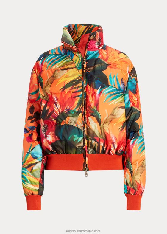 portocaliu multi femei Ralph Lauren jachetă bomber din puf cu imprimeu thelma 046889287