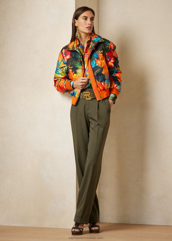 portocaliu multi femei Ralph Lauren jachetă bomber din puf cu imprimeu thelma 046889287